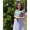 imageArachampCloz Womens Summer Tops Fashion 2023 Ruffle Short Sleeve V Neck Floral Dressy Casual Blouse ShirtsLight Green