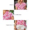 imageArachampCloz Womens Summer Tops Fashion 2023 Ruffle Short Sleeve V Neck Floral Dressy Casual Blouse ShirtsPink Floral
