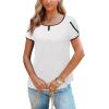 imageArachampCloz Womens Summer Tops Fashion 2023 Ruffle Short Sleeve V Neck Floral Dressy Casual Blouse ShirtsWhite