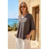 imageArachampCloz Womens Wool Blend Elbow Sleeve Summer Oversized Casual SweaterCoffee