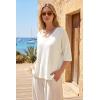 imageArachampCloz Womens Wool Blend Elbow Sleeve Summer Oversized Casual SweaterOffwhite