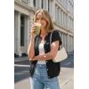 imageArachampCloz Womens Wool Blend Oversized Lightweight Cardigan Short Sleeve Summer Casual Sweaters TopsBlack
