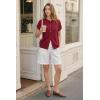 imageArachampCloz Womens Wool Blend Oversized Lightweight Cardigan Short Sleeve Summer Casual Sweaters TopsBurgundy