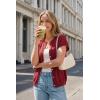imageArachampCloz Womens Wool Blend Oversized Lightweight Cardigan Short Sleeve Summer Casual Sweaters TopsBurgundy