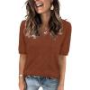 imageArachampCloz Womens Lightweight Spring Summer Sweater Tops Casual Short Sleeve Blouses ShirtsDark Brown