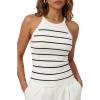imageArachampCloz Womens Lyocell Blend Slim Fit Striped Casual Halter Tank Tops Summer 2026Striped White Black