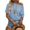 imageArachampCloz Womens Summer Linen Blend Crochet Tops Relaxed Fit Short Sleeve Sweater Boho Shirts Vacation Casual Trendy 2026Blue