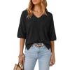 imageArachampCloz Womens Wool Blend Elbow Sleeve Summer Oversized Casual SweaterBlack
