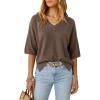 imageArachampCloz Womens Wool Blend Elbow Sleeve Summer Oversized Casual SweaterCoffee