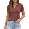 imageArachampCloz Womens Wool Blend Knit Spring Summer Business Casual Lightweight Short Sleeve Sweater Pullover 2026Dusty Red