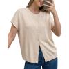 imageArachampCloz Womens Wool Blend Oversized Lightweight Cardigan Short Sleeve Summer Casual Sweaters TopsApricot