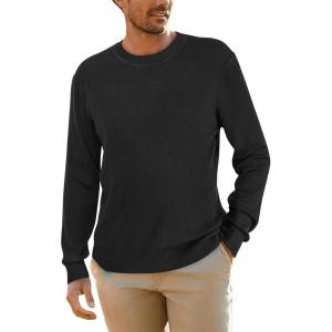 imageArachampCloz Mens Wool Blend Loose Fit Sweater Ultra Soft 2025 Spring Bottoming Crewneck Fashion PulloverLblack