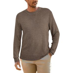 imageArachampCloz Mens Wool Blend Loose Fit Sweater Ultra Soft 2025 Spring Bottoming Crewneck Fashion PulloverLcoffee