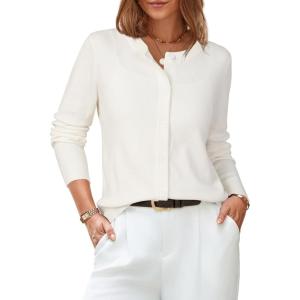 imageArachampCloz Womens Wool Blend Lightweight Business Casual Cardigan Sweaters TopsOffwhite