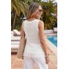 imageArachampCloz Womens 100 Cotton Crochet Fringe Boho Summer Sweater Vest Beach Cover UpsBeige