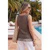 imageArachampCloz Womens 100 Cotton Crochet Fringe Boho Summer Sweater Vest Beach Cover UpsCoffee