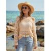 imageArachampCloz Womens 100 Cotton Oversized Swimsuit Cover Up Off Shoulder Boat Neck Breathable Beach Crochet Summer 2026Apricot