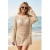 imageArachampCloz Womens 100 Cotton Oversized Swimsuit Cover Up Off Shoulder Boat Neck Breathable Beach Crochet Summer 2026Apricot