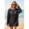 imageArachampCloz Womens 100 Cotton Oversized Swimsuit Cover Up Off Shoulder Boat Neck Breathable Beach Crochet Summer 2026Black