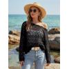 imageArachampCloz Womens 100 Cotton Oversized Swimsuit Cover Up Off Shoulder Boat Neck Breathable Beach Crochet Summer 2026Black