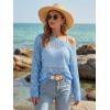 imageArachampCloz Womens 100 Cotton Oversized Swimsuit Cover Up Off Shoulder Boat Neck Breathable Beach Crochet Summer 2026Blue