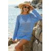 imageArachampCloz Womens 100 Cotton Oversized Swimsuit Cover Up Off Shoulder Boat Neck Breathable Beach Crochet Summer 2026Blue