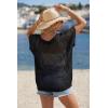 imageArachampCloz Womens Cotton Oversized Short Sleeve Sweater Crochet Tops Off Shoulder Resort Wear Beach Cover Up Summer 2026Black