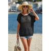 imageArachampCloz Womens Cotton Oversized Short Sleeve Sweater Crochet Tops Off Shoulder Resort Wear Beach Cover Up Summer 2026Black