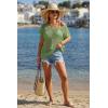 imageArachampCloz Womens Cotton Oversized Short Sleeve Sweater Crochet Tops Off Shoulder Resort Wear Beach Cover Up Summer 2026Green