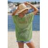 imageArachampCloz Womens Cotton Oversized Short Sleeve Sweater Crochet Tops Off Shoulder Resort Wear Beach Cover Up Summer 2026Green