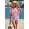 imageArachampCloz Womens Cotton Oversized Short Sleeve Sweater Crochet Tops Off Shoulder Resort Wear Beach Cover Up Summer 2026Pink