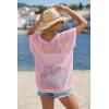 imageArachampCloz Womens Cotton Oversized Short Sleeve Sweater Crochet Tops Off Shoulder Resort Wear Beach Cover Up Summer 2026Pink