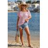 imageArachampCloz Womens Cotton Oversized Short Sleeve Sweater Crochet Tops Off Shoulder Resort Wear Beach Cover Up Summer 2026Pink