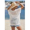 imageArachampCloz Womens Cotton Oversized Short Sleeve Sweater Crochet Tops Off Shoulder Resort Wear Beach Cover Up Summer 2026White