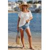 imageArachampCloz Womens Cotton Oversized Short Sleeve Sweater Crochet Tops Off Shoulder Resort Wear Beach Cover Up Summer 2026White