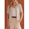 imageArachampCloz Womens Wool Blend Cropped Lightweight Short Sleeve Business Casual Cardigan TopsAapricot