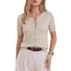 imageArachampCloz Womens Wool Blend Cropped Lightweight Short Sleeve Business Casual Cardigan TopsAapricot