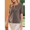 imageArachampCloz Womens Wool Blend Cropped Lightweight Short Sleeve Business Casual Cardigan TopsAcoffee