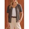 imageArachampCloz Womens Wool Blend Cropped Lightweight Short Sleeve Business Casual Cardigan TopsAcoffee