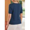 imageArachampCloz Womens Wool Blend Cropped Lightweight Short Sleeve Business Casual Cardigan TopsAdark Blue