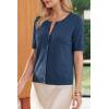 imageArachampCloz Womens Wool Blend Cropped Lightweight Short Sleeve Business Casual Cardigan TopsAdark Blue