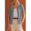 imageArachampCloz Womens Wool Blend Cropped Lightweight Short Sleeve Business Casual Cardigan TopsAgrey