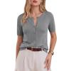 imageArachampCloz Womens Wool Blend Cropped Lightweight Short Sleeve Business Casual Cardigan TopsAgrey