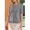 imageArachampCloz Womens Wool Blend Cropped Lightweight Short Sleeve Business Casual Cardigan TopsAgrey