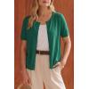 imageArachampCloz Womens Wool Blend Cropped Lightweight Short Sleeve Business Casual Cardigan TopsAteal