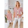 imageArachampCloz Womens Wool Blend Cropped Lightweight Short Sleeve Business Casual Cardigan TopsDusty Pink