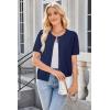 imageArachampCloz Womens Wool Blend Cropped Lightweight Short Sleeve Business Casual Cardigan TopsLight Navy