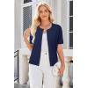 imageArachampCloz Womens Wool Blend Cropped Lightweight Short Sleeve Business Casual Cardigan TopsLight Navy