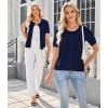imageArachampCloz Womens Wool Blend Cropped Lightweight Short Sleeve Business Casual Cardigan TopsNavy