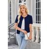 imageArachampCloz Womens Wool Blend Cropped Lightweight Short Sleeve Business Casual Cardigan TopsNavy